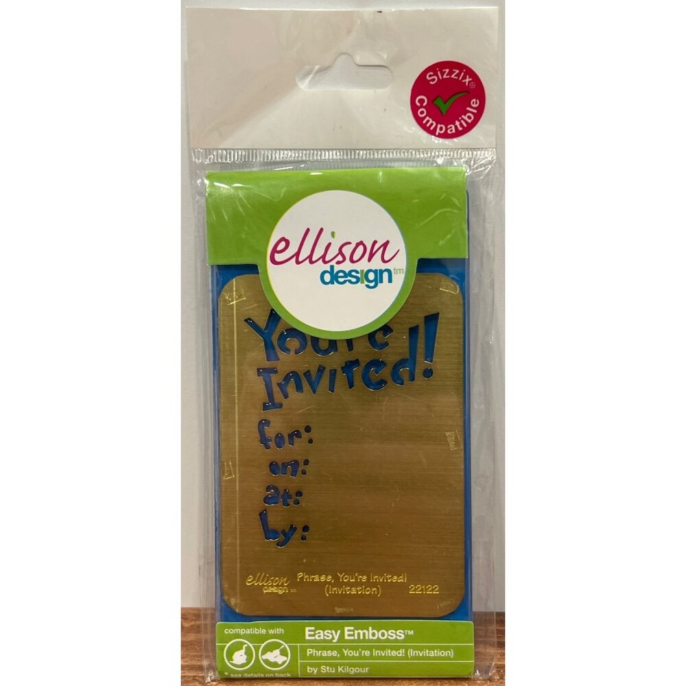 22122 Sizzix Ellison Design YouRe Invited Embossing Die by Stu Kilgour Stencil